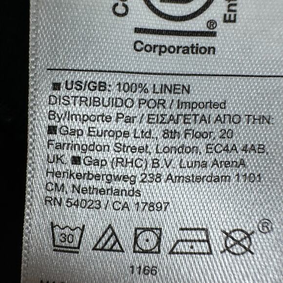 Athleta Retreat 100% Linen Ankle Pant Med. Black Straight Fit High Rise Pull-on - Picture 6 of 9